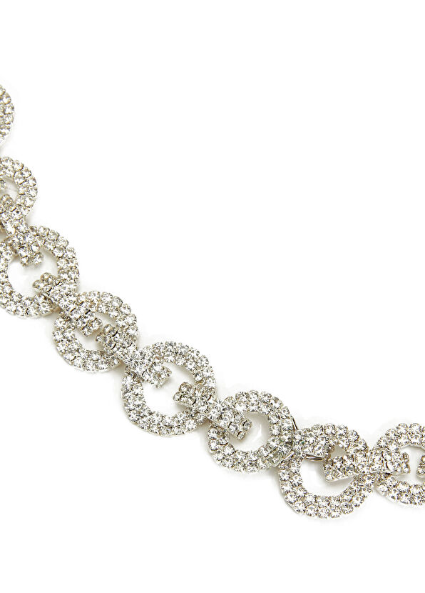Beymen Club Silver Rhinestone Womens Chain Belt - 2