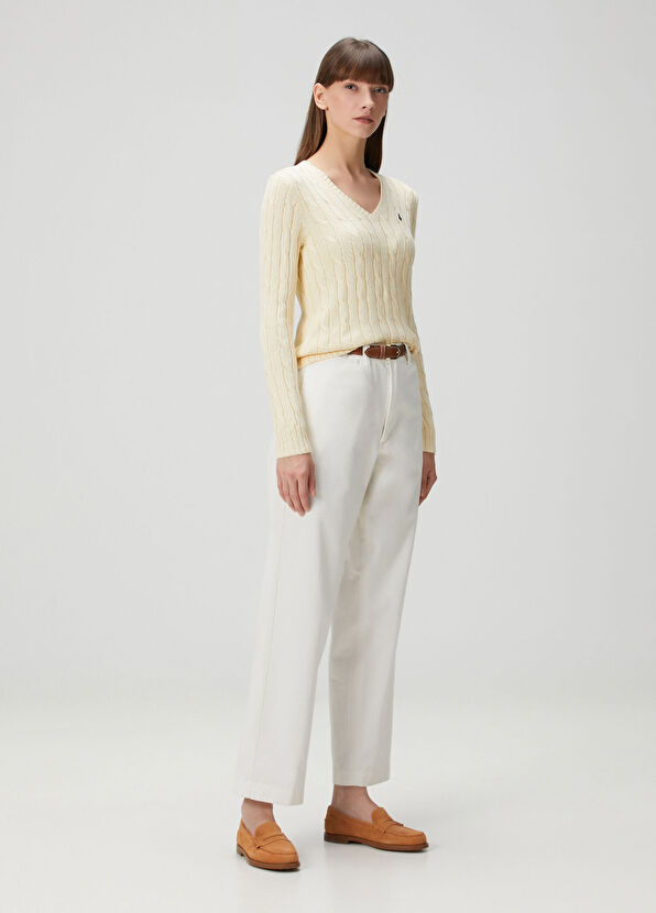 Krem Saç Örgülü Triko - Görsel 3