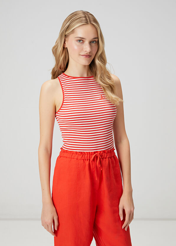 Beymen Club Red White Striped Tank Top - 1