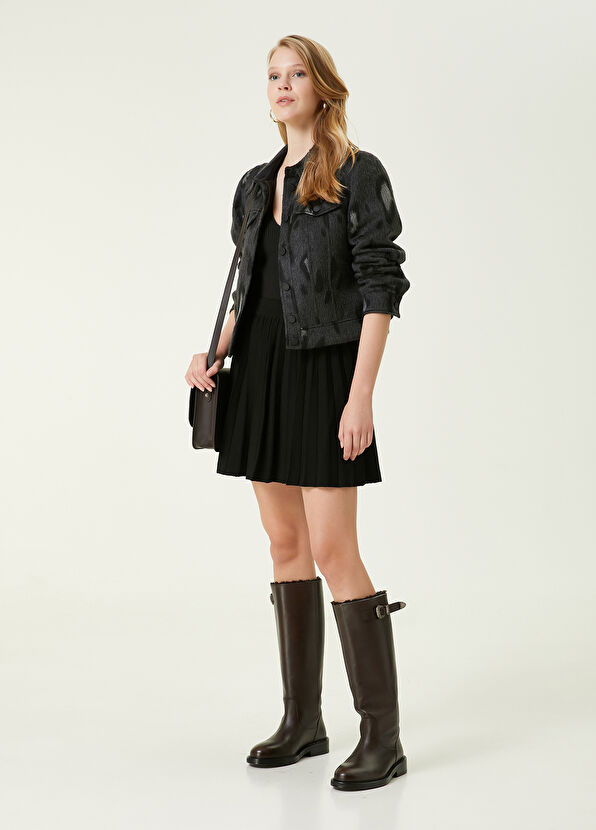 Beymen Club Antrasit Leopar Jakarlı Kaşe Trucker Ceket - 2