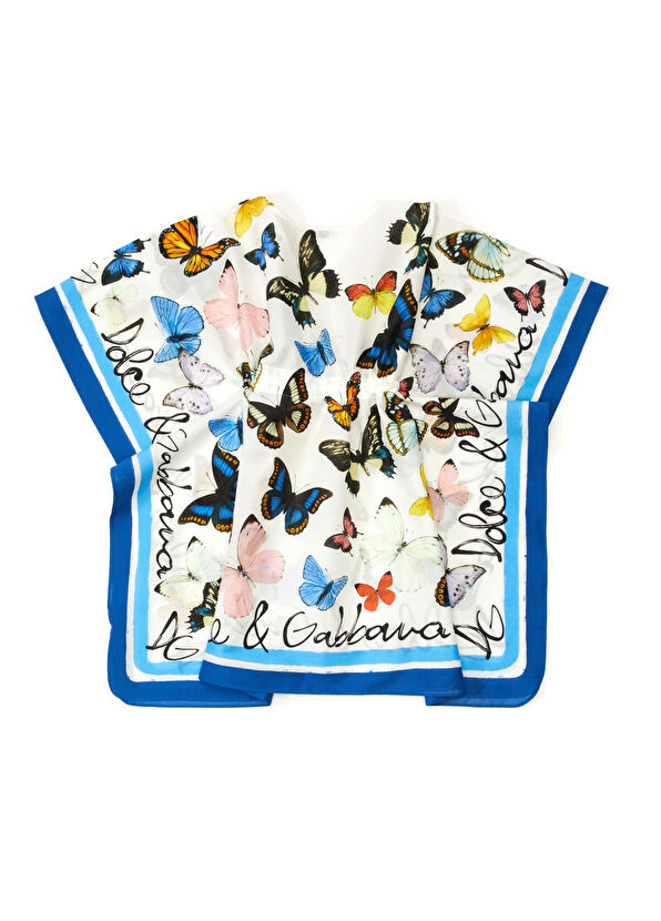 Dolce&Gabbana Mavi Beyaz Kelebek Baskılı Kaftan - 2