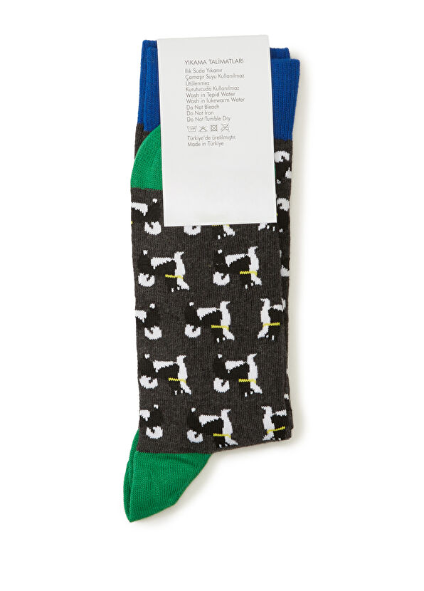 Beymen Club Gri Köpek Desenli Erkek Çorap - 2