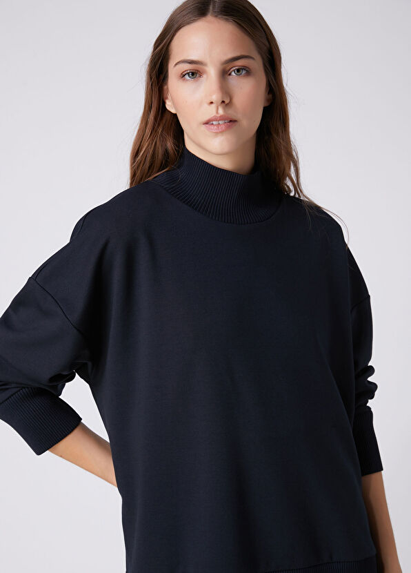 Beymen Club Teal Blue Knit Inserted Sweatshirt - 2