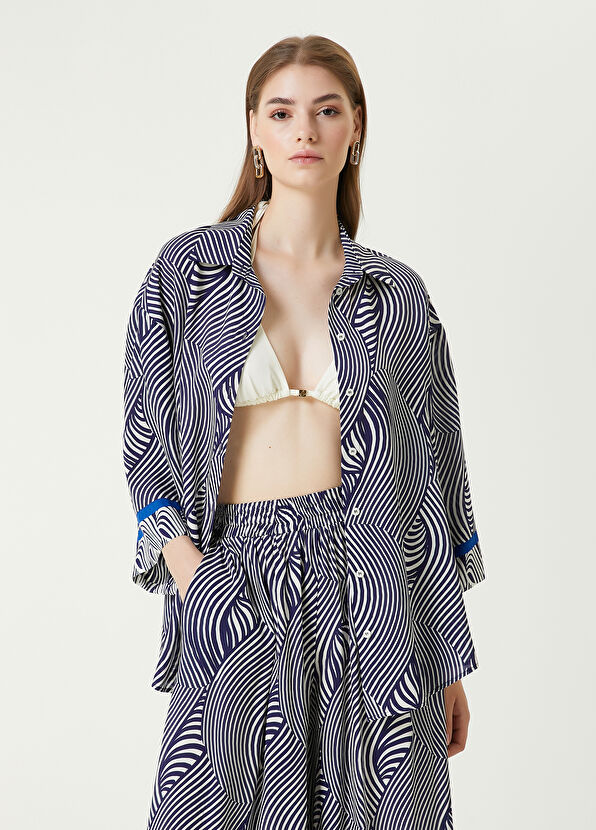 Beymen Club Navy White Silk Shirt - 1