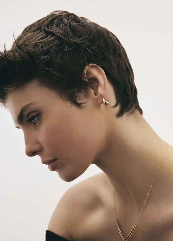 Teardrop 14 Ayar Altın Kadın Küpe - Görsel 4