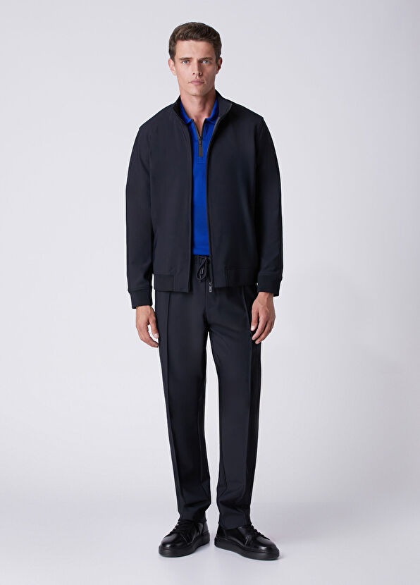 Beymen Club Navy Blue Ribbed Stitched Bonded Technical Pants - 1