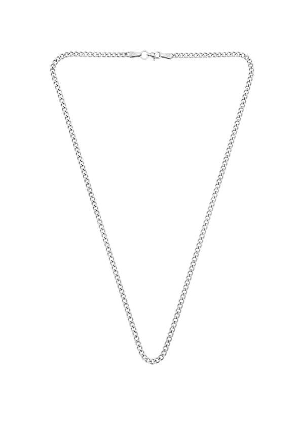 Curb Gümüş Kaplama Çelik Erkek Kolye - Görsel 3