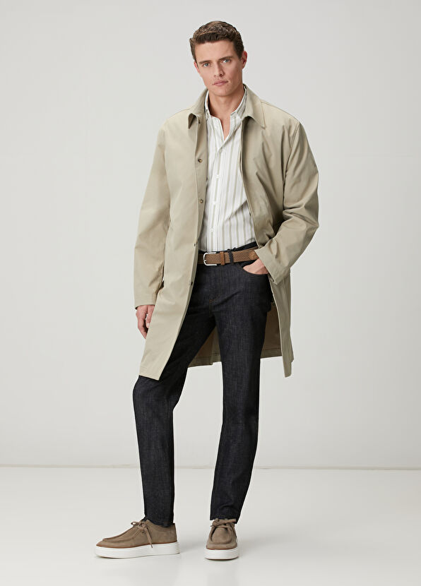 Beymen Club Beyaz Yeşil Çizgili Comfort Fit Pamuklu Gömlek - 2