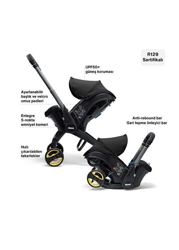 i Bebek Arabasına Dönüşen Tekerlekli Gr 0 Bebek Ana Kucağı Oto Koltuğu - Görsel 4