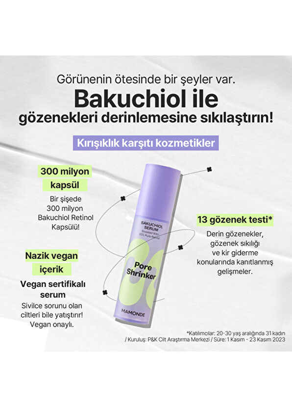 Mamonde Pore Shrinker Bakuchiol Geniş Gözenek Önleyici Sıkılaştırıcı Cilt Serumu 50 ml - 3
