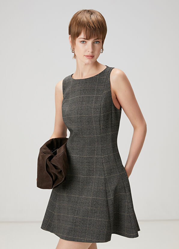 Beymen Club Antrasit Ekose Desenli Mini Elbise - 2