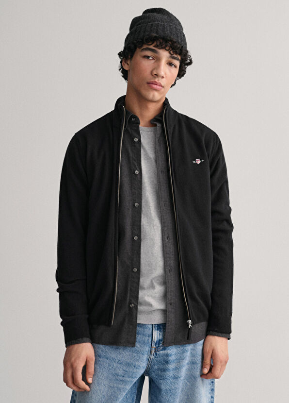 Gant Siyah Fermuarlı Regular Fit Erkek Hırka - 2