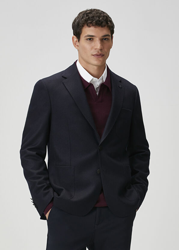 Beymen Club Lacivert Yün Kaşe Blazer - 1