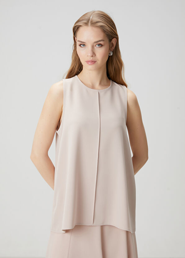 Beymen Club Bej Dökümlü Krep Bluz - 1