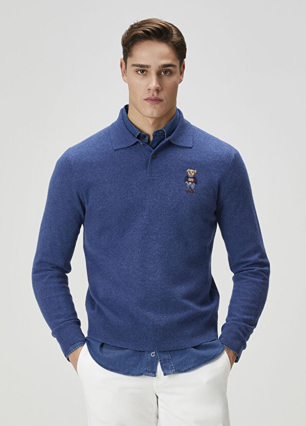 Polo Ralph Lauren Lacivert Polo Yaka Kaşmir Triko - 1