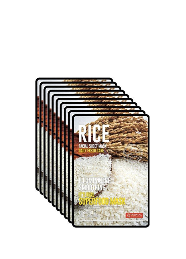 Dermal Rice Aydınlatıcı ve Pürüzsüzleştirici Pirinç Yüz Maskesi 10 x 25 gr  - 1
