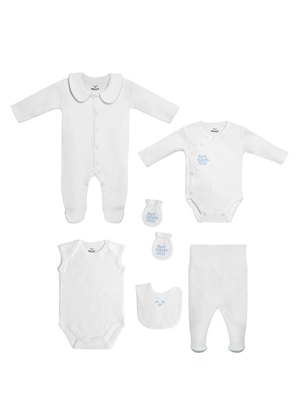 Agula Beyaz Mavi 10 Parça Yenidoğan Hastane Çıkış Seti - 1