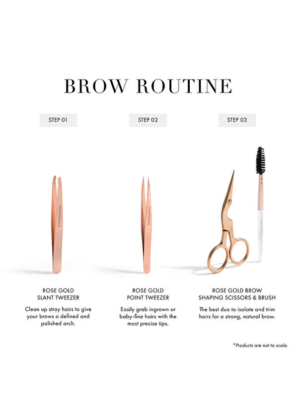 Tweezerman Brow Scissors & Brush Rose Gold Kaş Makası ve Fırçası  - 4