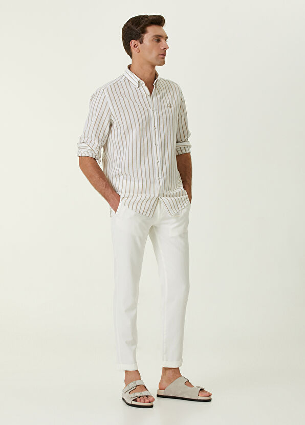 Beymen Club Beyaz Beli Kordonlu Lyocell Pantolon - 1