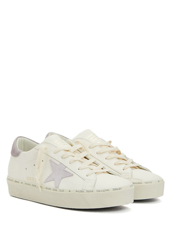 Hi Star Beyaz Mor Kadın Deri Sneaker - Görsel 4