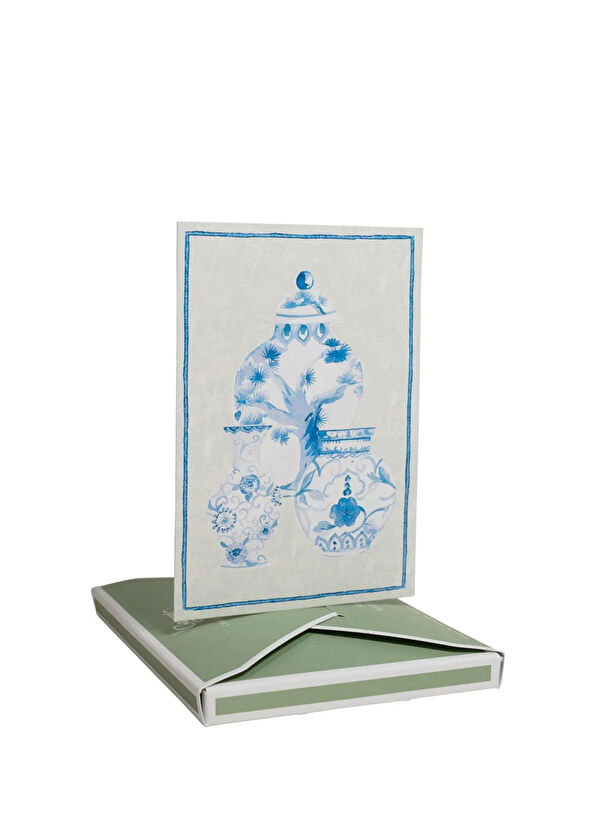 Caspari Glazed Porcelain 8'li Kutulu Not Kartı ve Zarfı  - 2