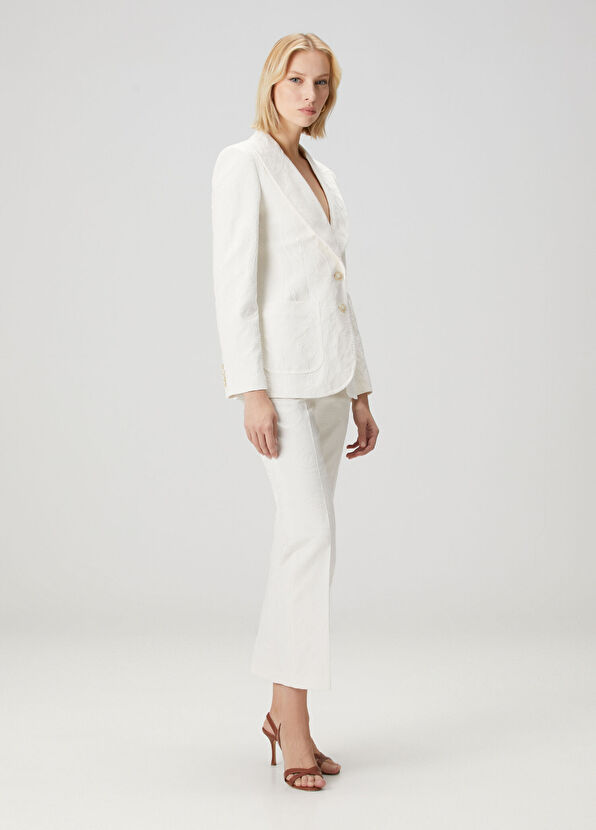 Krem Şal Desenli Ceket - Görsel 3