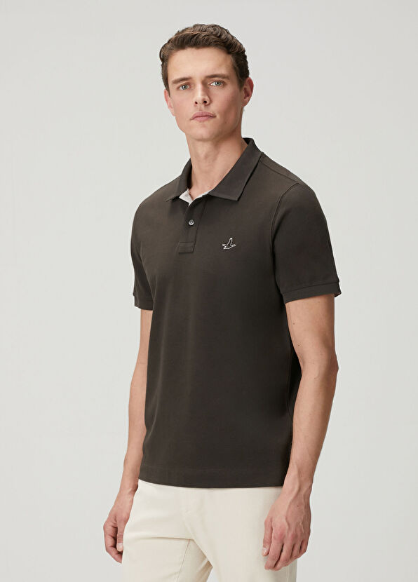 Beymen Club Kahverengi Comfort Fit Yaka Altı Baskılı Polo T-sh - 4