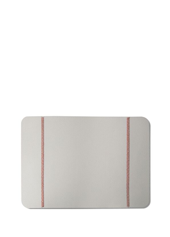 Esma Dereboy Grey Red Rectangular Stitched Placemat - 1