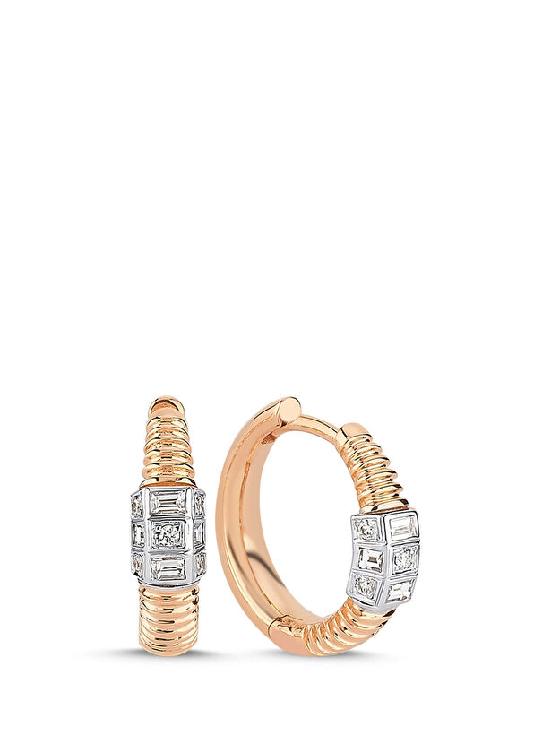 Melis Göral Vibe Pırlantalı Kadın Altın Halka Küpe - 2