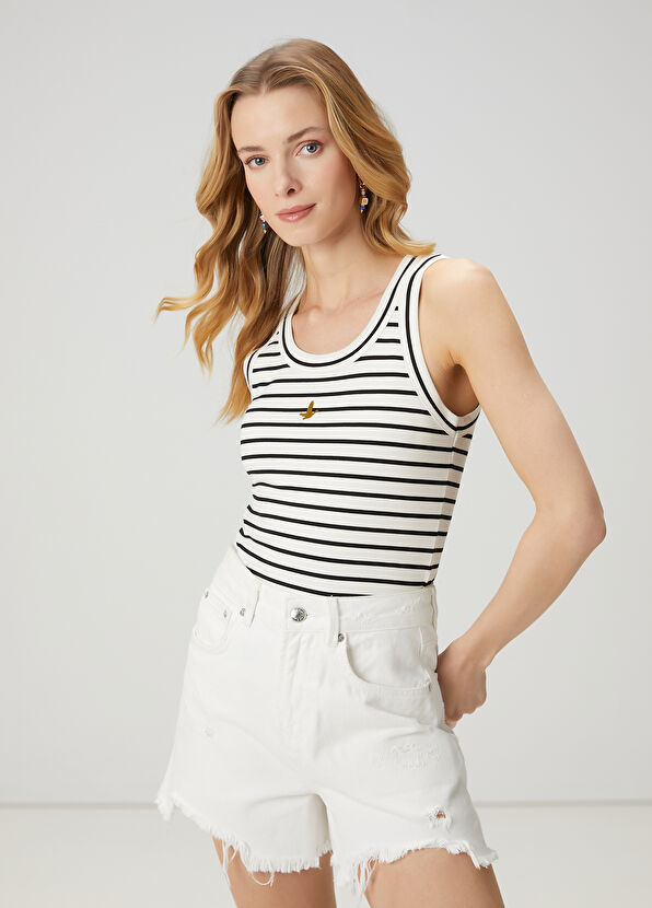 Beymen Club Siyah Beyaz Çizgili Atlet - 1