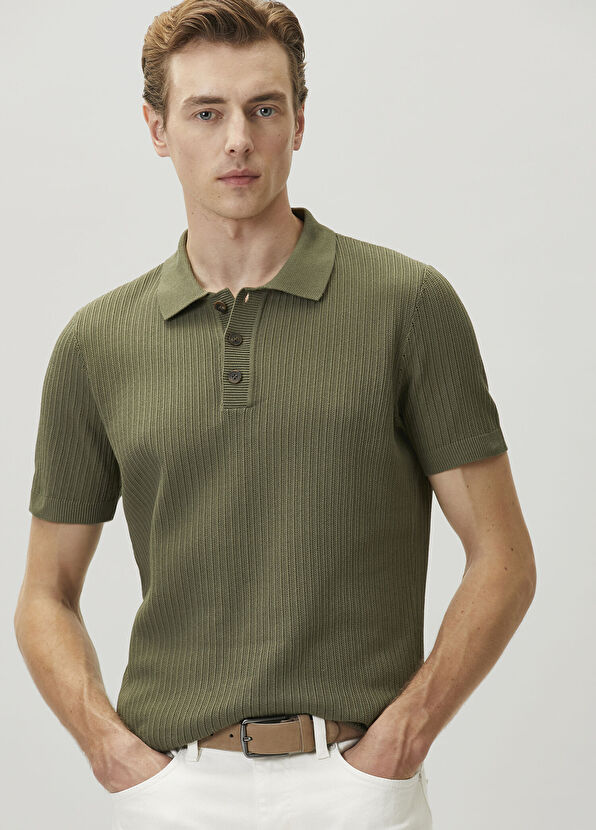 Beymen Club Çağla Polo Yaka Selanik Örgü Kısa Kollu Triko - 1