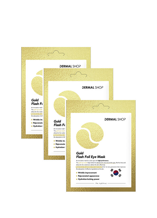 Dermal Gold Flash Foil Eye Mask 3 Katmanlı Altın Folyo Göz Maskesi 3'lü Set 4 gr - 1