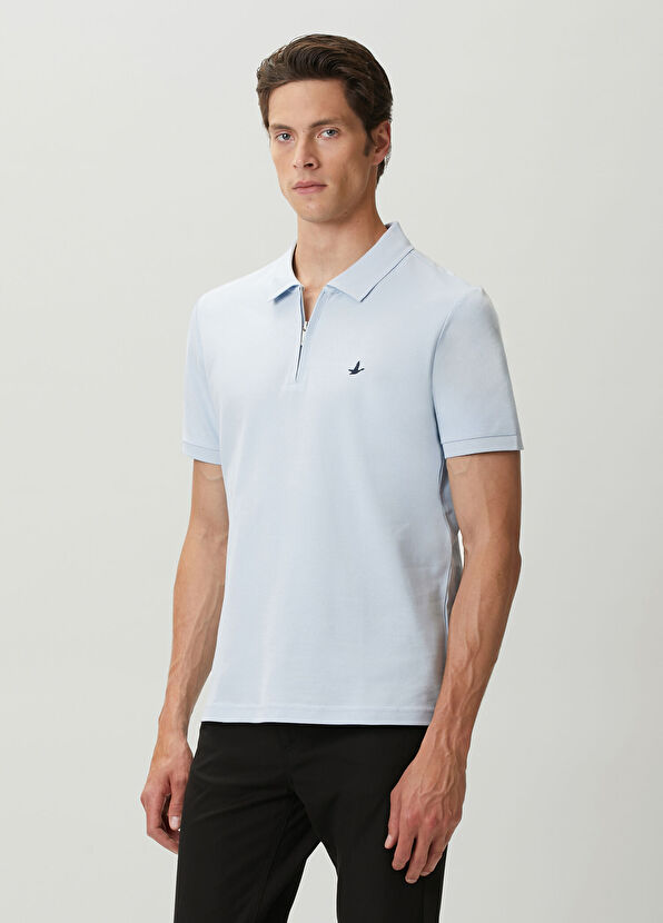 Beymen Club Light Blue Polo Zippered T-Shirt - 2