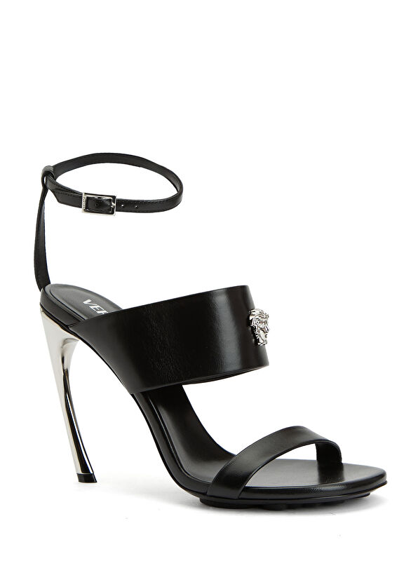 Versace Siyah Medusa Tokalı Kadın Deri Sandalet - 2