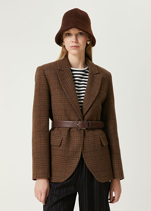 Beymen Club Kahverengi Ekoseli Yün Ceket - 1