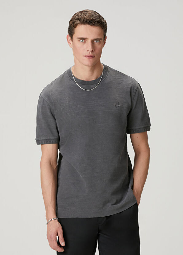 Beymen Club Anthracite Relax Fit Flamed T-Shirt - 1