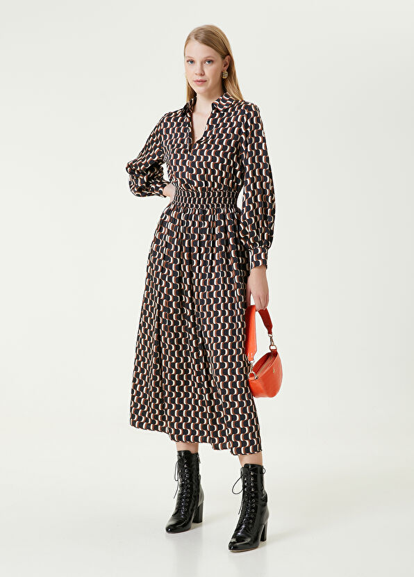 Beymen Club Kahverengi Desenli Midi Gömlek Elbise - 2