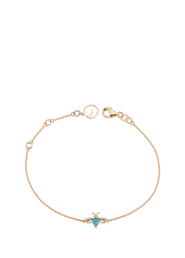 Queen Bee Kadın Mavi Topaz Pırlanta Altın Bileklik - Görsel 2