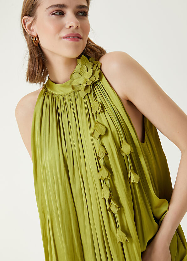 Beymen Club Yeşil Çiçek Detaylı Maksi Abiye Elbise - 3