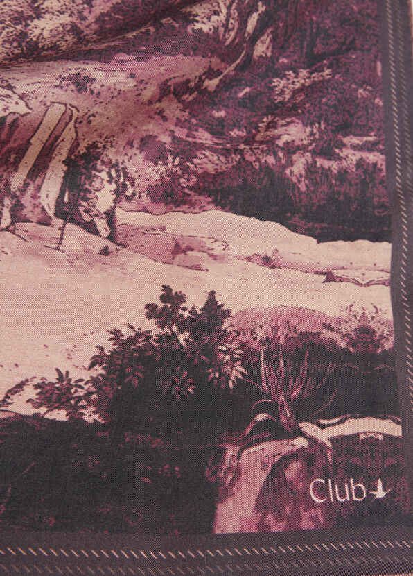 Beymen Club Mürdüm Desenli İpek Eşarp - 2