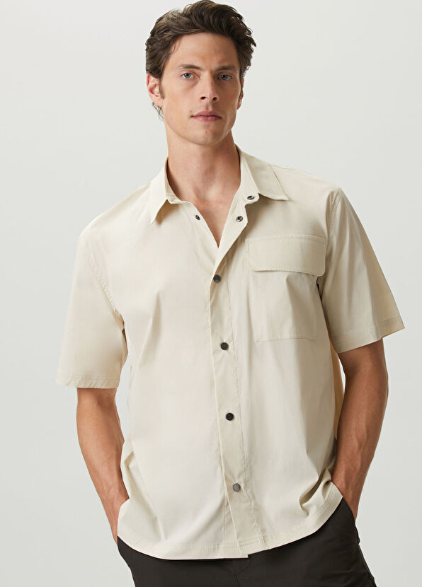Beymen Club Beige Pockets Short Sleeve Oversize Shirt - 2