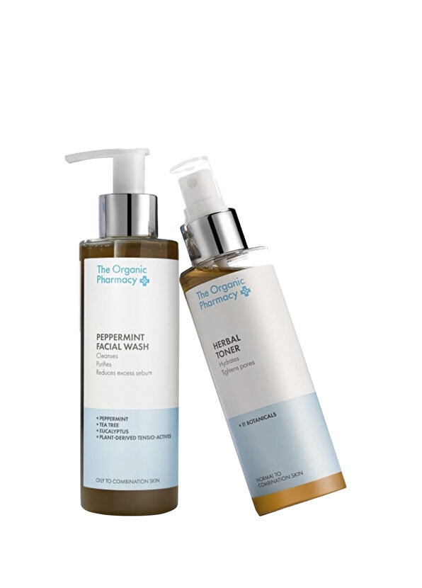 The Organic Pharmacy Hydra Cleanse Peppermint Facial Wash Nane Özlü Yüz Temizleme Jeli 200 ml + Herbal Toner Gözenek Karşıtı Tonik 150 ml - 1