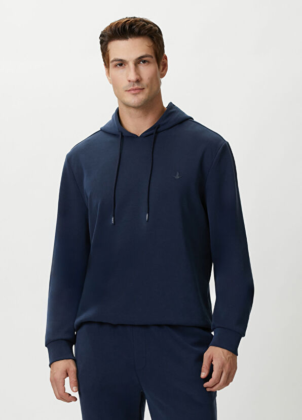 Beymen Club Navy Blue Hooded Modal-Blend Sweatshirt - 1