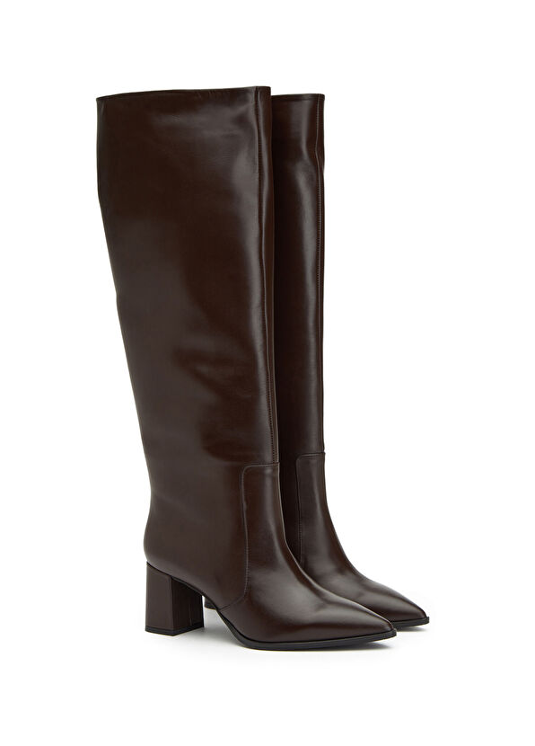 Kahverengi Kadın Deri Çizme - Görsel 3