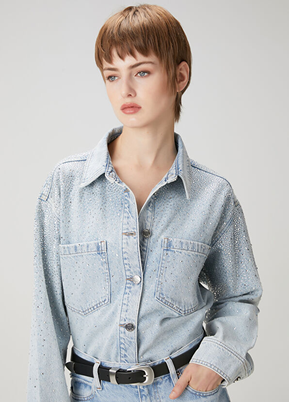 Beymen Club Blue Embellished Denim Jacket - 3