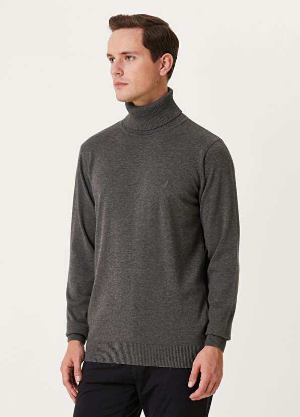 Beymen Club Dark Grey Turtleneck Sweater - 2