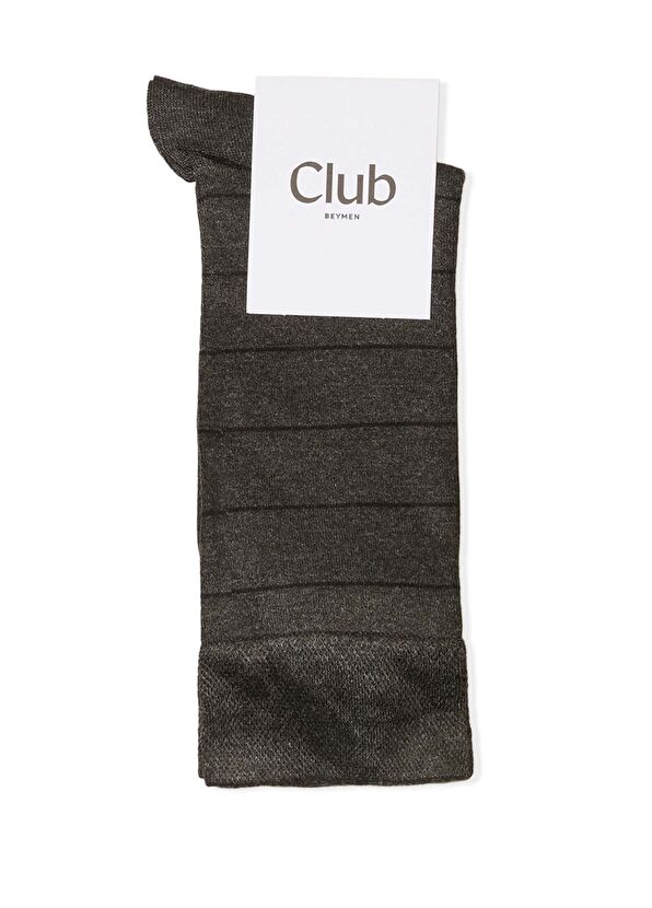 Beymen Club Antrasit Çizgi Desenli Erkek Bambu Çorap - 1