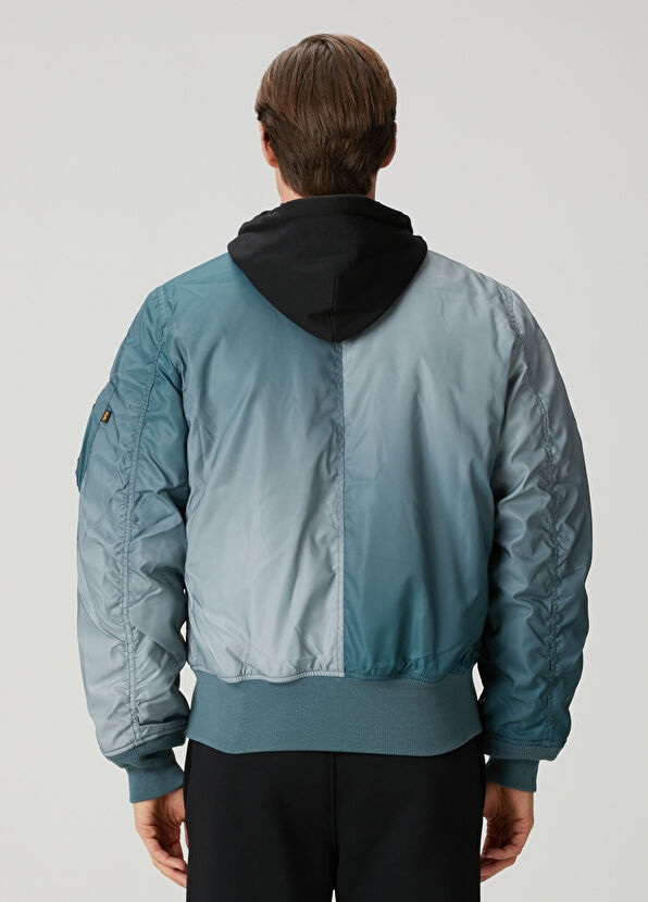 Mavi Kapüşonlu Degradeli Flight Mont - Görsel 5