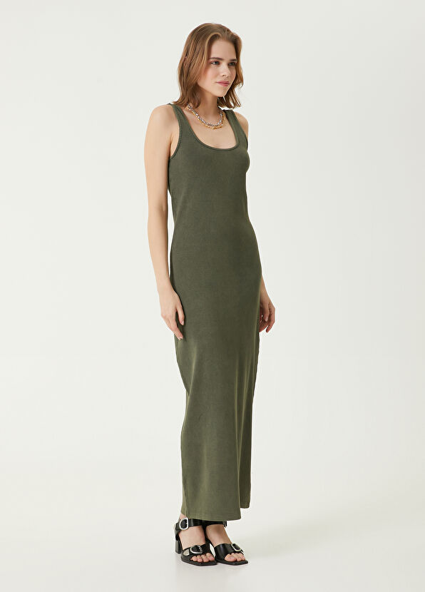 Beymen Club Haki Ribli Maksi Elbise - 3