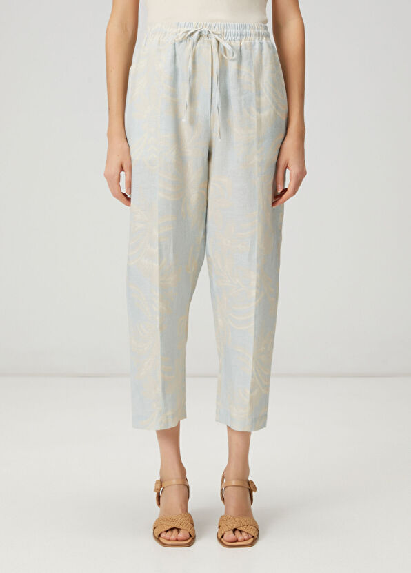 Beymen Club Mint floral patterned slouchy linen trousers - 2